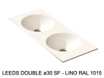 Plan vasque double lavabo circulaire ⦰ 30 cm sur mesure Largeur 100 à 201 x P 40 à 51 cm Finition lisse 10 couleurs au choix, Anti bactérien Résine Akrytan® Livraison Offerte.